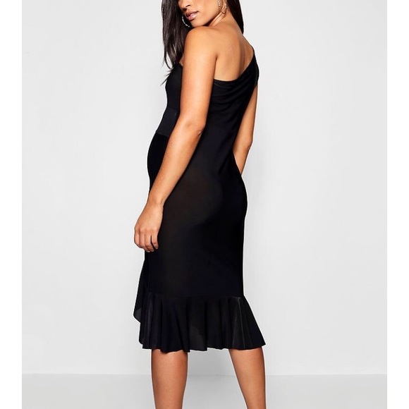 🆕 Maternity One Shoulder Twist Frill Midi Dress - Picture 2 of 4